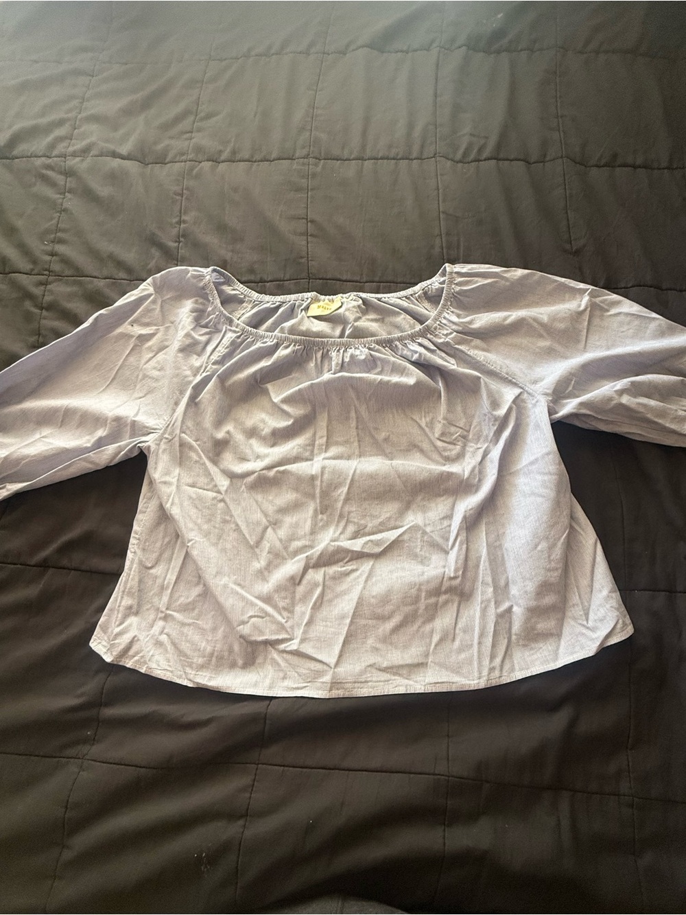 Maeve Light Blue Peasant Blouse with Scoop Neck